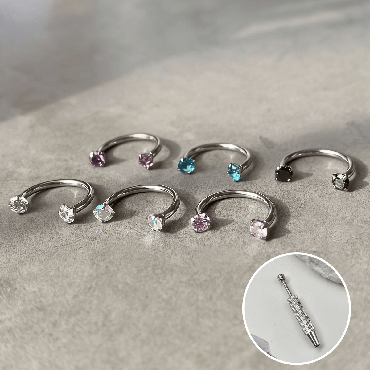 Horseshoe Gem Nose Ring – Internally Threaded & Comfortable